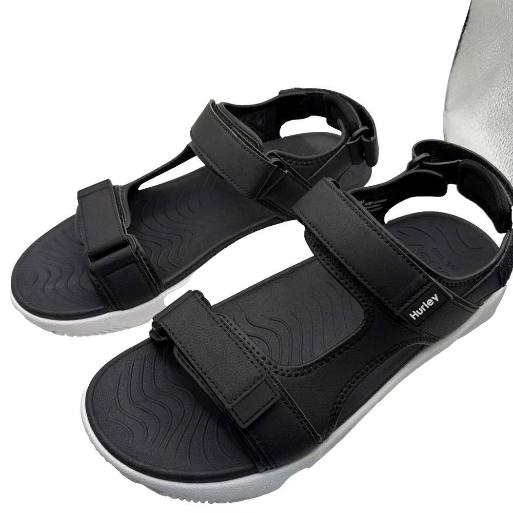 Hurley Oceanside Sandals Men Black Synthetic Strappy Sport 1961927 Size 11
